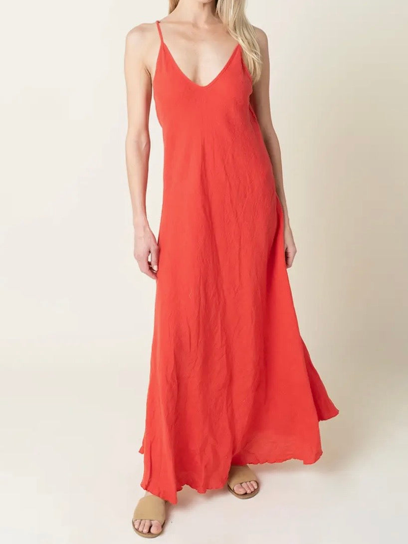 linen tank dress maxi Emily in Red camping pant weather days and travel Va Va Voom Reverse Size:14 US